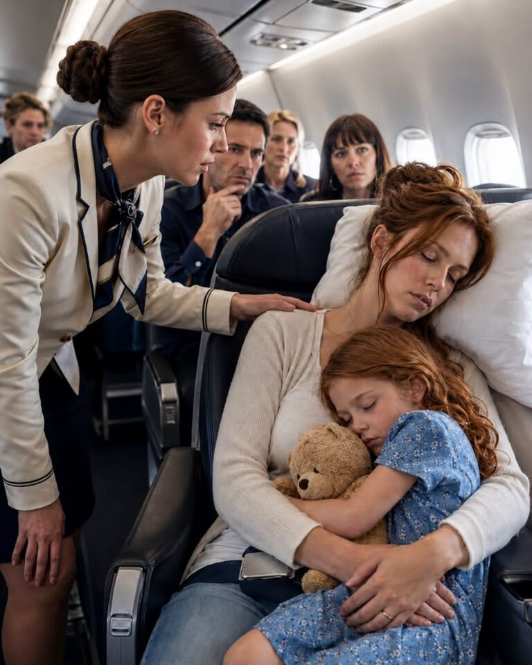 A Single Mom Was Sleeping in Seat 8A—Until the Captain Asked Over the Intercom, “Is There a Fighter Pilot on Board?” PART 1 The passenger jet had been traveling across the Atlantic for almost two hours when the captain’s announcement suddenly brought nearly three hundred passengers to silence. “If there is a fighter pilot on board, please identify yourself to the cabin crew immediately.” Nobody expected the exhausted woman sitting in seat 8A to be the person they urgently needed. The overnight flight from New York to Madrid had begun without any problems. The cabin lights had been dimmed, passengers were settling in for the long journey, and the constant vibration of the engines filled the plane. Some passengers slept beneath thin blankets. Others watched movies quietly with headphones on. A few looked through their windows into the endless darkness outside. In seat 8A sat Laura Vance, thirty-eight years old, wearing a simple green sweater with a blanket over her legs and a closed book resting in her hands. To the people around her, Laura looked completely ordinary. She had politely asked a flight attendant for some water, turned down dinner, and spent most of the flight attempting to sleep. Nothing about her appearance suggested that she had once been among the most highly decorated fighter pilots in the United States Air Force. Years earlier, Laura had flown F-16s on demanding missions where decisions had to be made within seconds. She had been trained to stay composed while alarms blared, systems failed, and people’s lives depended on her decisions. But after a tragedy changed her life forever, Laura left military aviation behind. She didn’t want the responsibility anymore. She didn’t want people addressing her as “Commander.” She didn’t want medals, praise, or anyone treating her like some kind of hero. Above everything else, she wanted a peaceful, ordinary life. That was one reason she had chosen seat 8A. A window seat. Minimal conversation. An overnight flight where she could blend into a crowd of hundreds of strangers. Then the captain made another announcement. “Ladies and gentlemen, this is your captain. We are experiencing a technical situation that requires immediate assistance. If anyone on board has experience flying military fighter aircraft, please notify a member of the cabin crew immediately.” This time, the tension spreading through the cabin was impossible to miss. A woman pulled her infant closer to her chest. An elderly passenger reached across the aisle and held his wife’s hand. Passengers began looking nervously at one another. Why would the crew of a modern passenger aircraft suddenly need someone who had flown a fighter jet? And what exactly was happening behind the locked cockpit door? Laura slowly opened her eyes. There was something in the captain’s voice that most of the passengers probably hadn’t noticed. Controlled urgency. She had heard that tone countless times during her military career. It was the voice pilots used when something was seriously wrong, but allowing panic to take control would only make matters worse. A flight attendant hurried down the aisle, studying each passenger as she moved from row to row. She maintained a professional expression, but Laura could see the fear she was desperately trying to conceal. Whatever was happening was more serious than the announcement made it sound. Laura lowered her eyes. No. That chapter of her life was over. She had promised herself she would never become the person everyone depended on when disaster happened again. Then the flight attendant stopped beside row eight. “Excuse me, ma’am,” she said quietly. “Do you happen to know if anyone sitting near you has military aviation experience? The captain urgently needs someone who has flown fighter aircraft.” Laura looked around. Across the aisle sat a family traveling with two small children. Several rows ahead, an elderly couple sat holding hands. Everywhere she looked were ordinary people thousands of feet above the ocean, completely dependent on the people inside the cockpit. For a moment, Laura remembered the promise she had made after leaving the Air Force. Never again. Never put herself in a situation where someone else’s life could depend on her. But another memory immediately came back to her. Something one of her instructors had told her years before. A pilot never leaves people behind. Laura slowly drew in a breath. “I’m a pilot.” The flight attendant’s expression changed slightly. “I’m sorry?” Laura pushed the blanket away and released her seatbelt. Then she sat upright. Something about her changed immediately. The exhausted passenger disappeared. In her place was the calm, controlled posture of someone who had spent years commanding aircraft traveling at extraordinary speeds. “I’m a former U.S. Air Force fighter pilot,” Laura said. “I flew F-16s for several years.” The passenger sitting beside her turned suddenly. “You?” Whispers began spreading through the nearby rows. Laura paid no attention to them. The flight attendant stared at her for a moment, seemingly caught between disbelief and relief. Then she said, “Please come with me. Right now.” Laura stood. In the strangely silent cabin, the tiny click of her seatbelt releasing sounded almost deafening. Dozens of passengers watched as she followed the flight attendant toward the front of the plane. With every step, Laura felt as though she were moving backward through time, returning to a life she had spent years trying to leave behind. But Laura had no idea that the emergency waiting beyond the cockpit door was about much more than a malfunctioning aircraft. Because the moment she stepped inside, she would come face-to-face with something connected to the tragedy that had ended her flying career years earlier. And even more disturbing… Someone on that plane already knew exactly who Laura Vance was. Part 2 reveals what was really happening inside the cockpit—and why Laura had been on that flight in the first place….