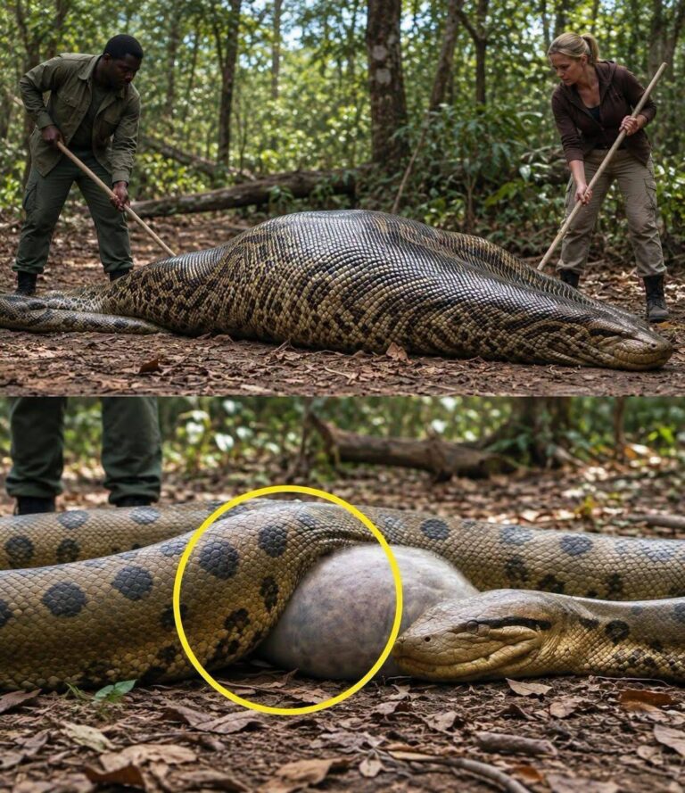 Park rangers sliced open the anaconda’s belly and…See more